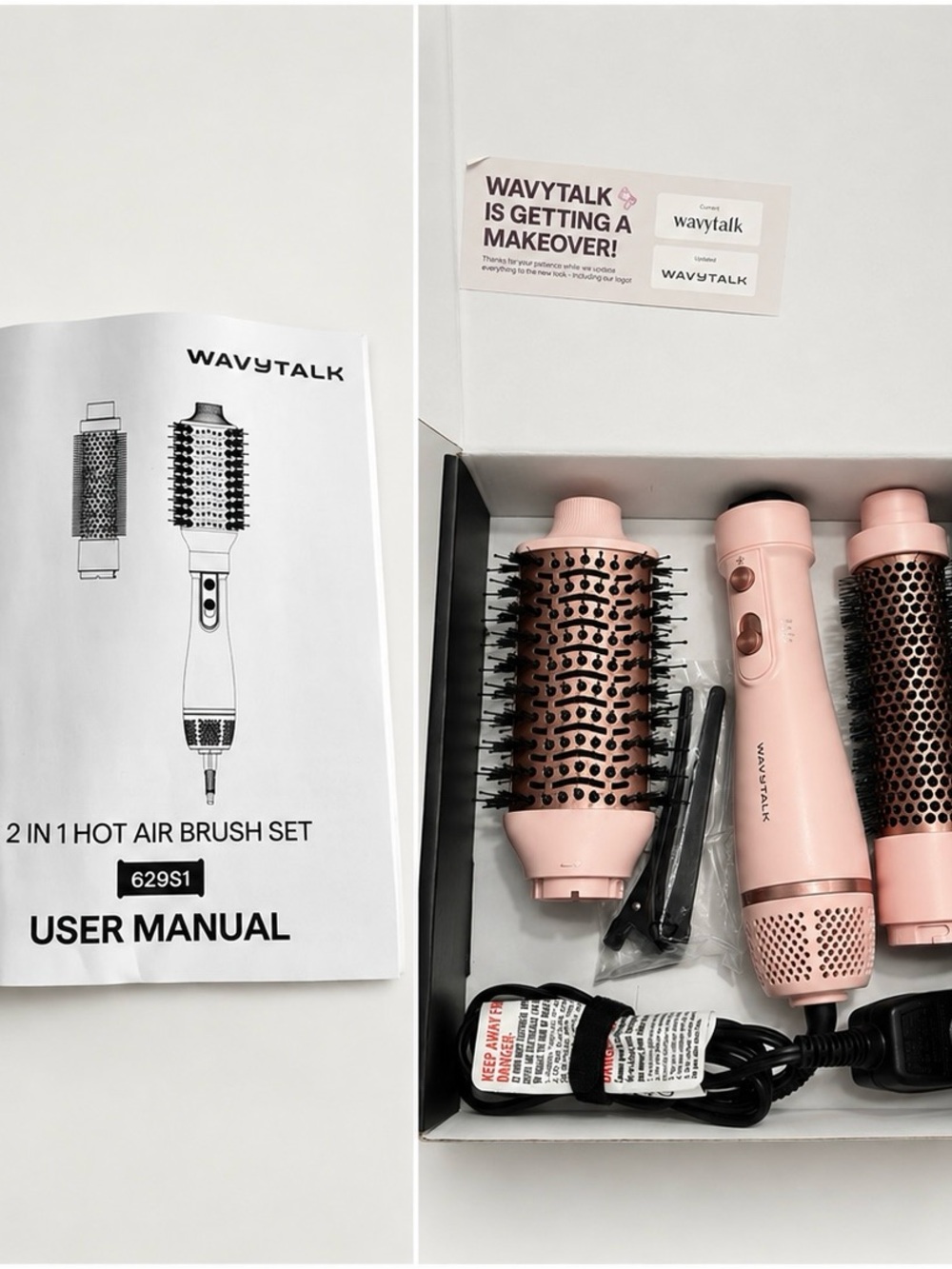 WavyTalk 2-in-1 Hot Air Brush Set — Pink
